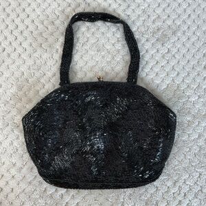Magid Vintage Hand-Beaded Black Evening Bag